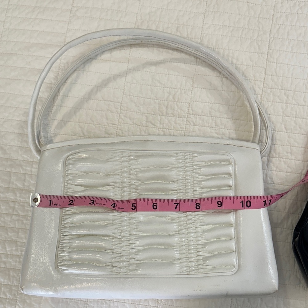2pc Patent Mini Bag Set White & Black Y2K 90s Shoulder Clutch Bundle - Picture 7 of 10
